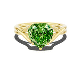 Yellow gold Heart Cut Peridot Solitaire Twist Band Prong Setting Ring_36