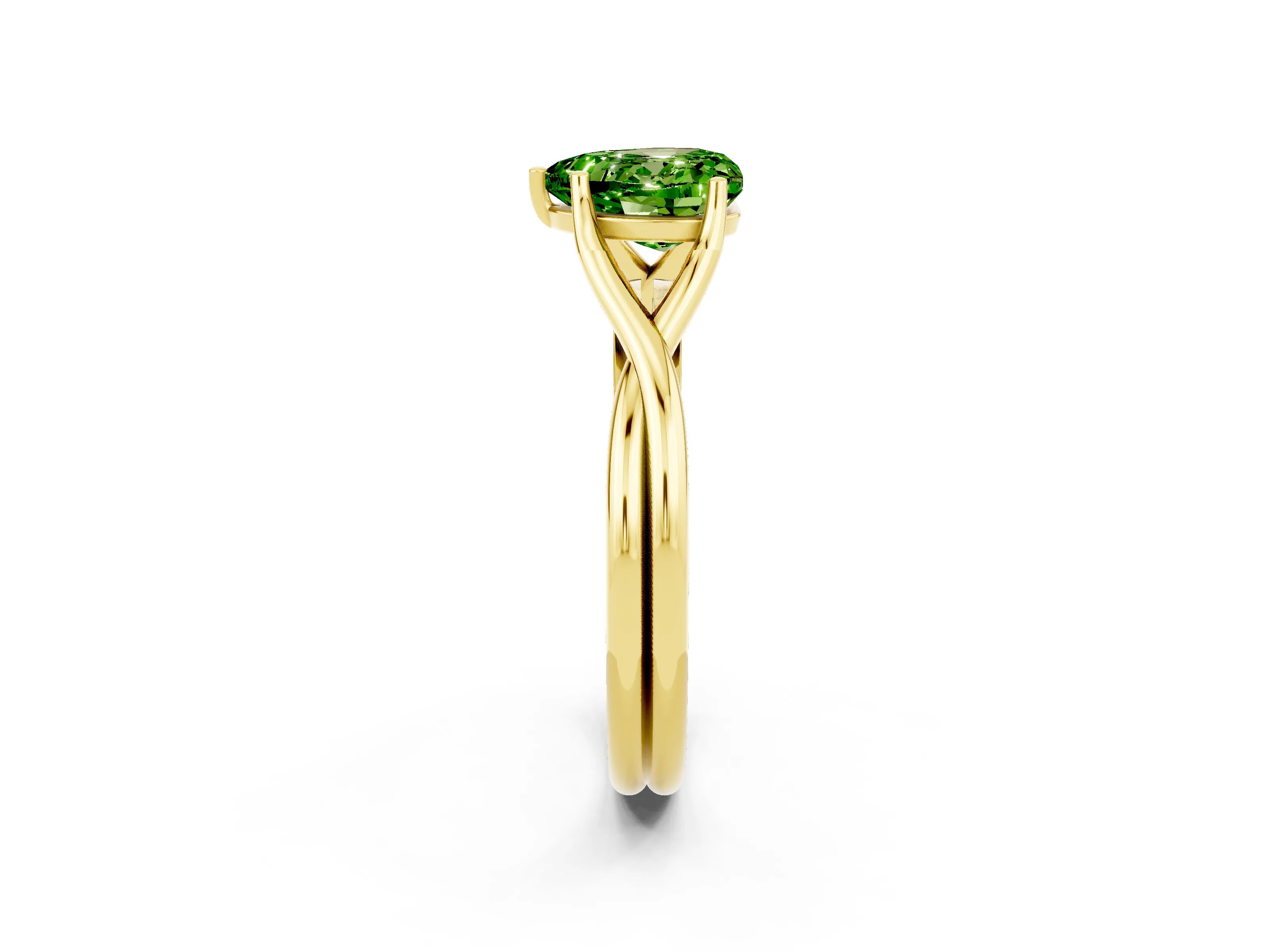 Yellow gold Heart Cut Peridot Solitaire Twist Band Prong Setting Ring_38