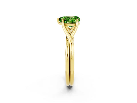 Yellow gold Heart Cut Peridot Solitaire Twist Band Prong Setting Ring_38