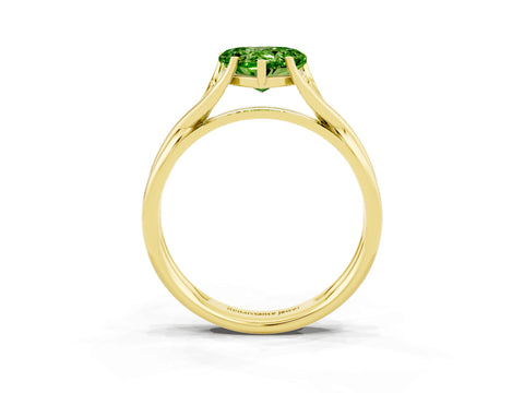 Yellow gold Heart Cut Peridot Solitaire Twist Band Prong Setting Ring_39
