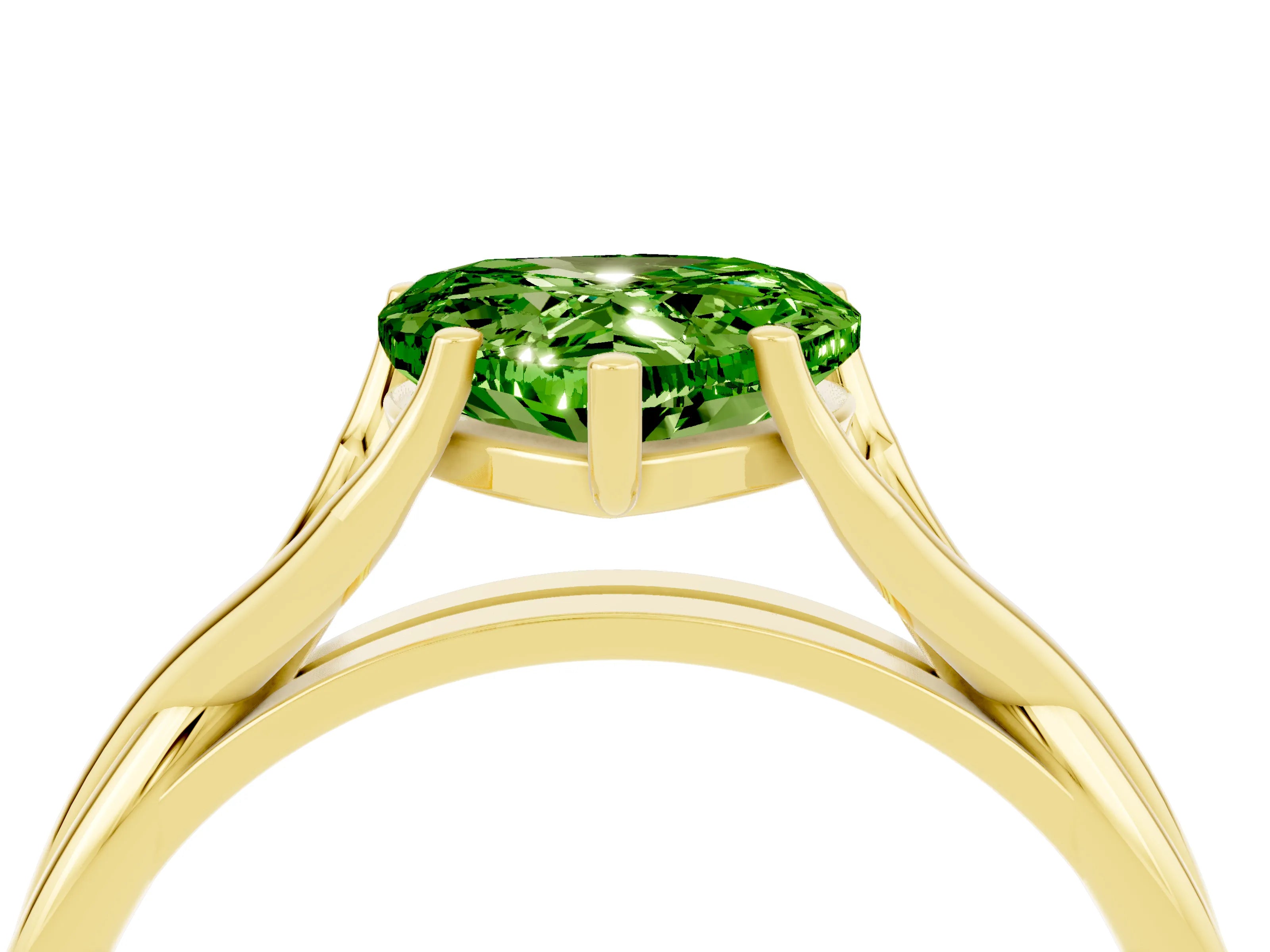 Yellow gold Heart Cut Peridot Solitaire Twist Band Prong Setting Ring_40