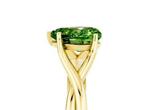 Yellow gold Heart Cut Peridot Solitaire Twist Band Prong Setting Ring_41
