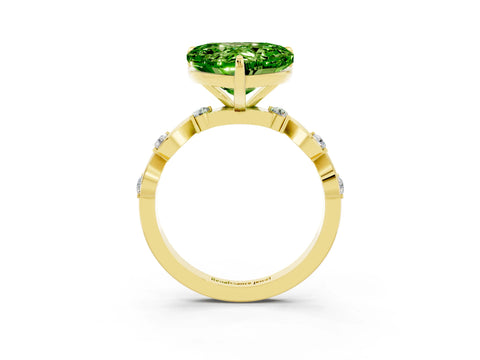 Yellow gold Heart Cut Peridot Solitaire Twisted Band with Round  Accents and Prong Setting_15