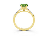Yellow gold Heart Cut Peridot Solitaire with Side Baguettes and Channel Set Band_3
