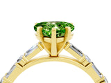 Yellow gold Heart Cut Peridot Solitaire with Side Baguettes and Channel Set Band_4
