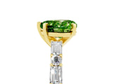 Yellow gold Heart Cut Peridot Solitaire with Side Baguettes and Channel Set Band_5