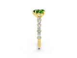 Yellow gold Heart Cut Peridot Solitaire with Side Stones, Pave Band, Four-Prong Setting_38
