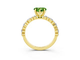 Yellow gold Heart Cut Peridot Solitaire with Side Stones, Pave Band, Four-Prong Setting_39