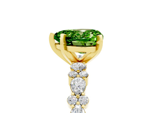 Yellow gold Heart Cut Peridot Solitaire with Side Stones, Pave Band, Four-Prong Setting_41