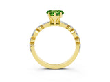 Yellow gold Heart Cut Peridot Solitaire with Side Stones on a Pavé Band and Four-Prong Setting_3