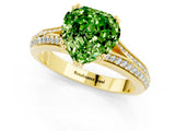 Yellow gold Heart Cut Peridot Split Shank Engagement Ring with Pavé Band_1