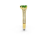 Yellow gold Heart Cut Peridot Split Shank Engagement Ring with Pavé Band_2