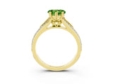 Yellow gold Heart Cut Peridot Split Shank Engagement Ring with Pavé Band_3
