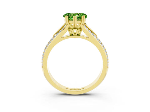 Yellow gold Heart Cut Peridot Split Shank Engagement Ring with Pavé Band_3