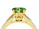 Yellow gold Heart Cut Peridot Split Shank Engagement Ring with Pavé Band_4