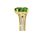 Yellow gold Heart Cut Peridot Split Shank Engagement Ring with Pavé Band_5
