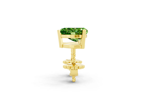 Yellow gold Heart Cut Peridot Stud Earrings
