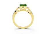 Yellow gold Heart Cut Peridot Three-Stone Ring with Pavé Split Shank and Four-Prong Setting_3