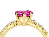 Yellow gold Heart Cut Pink Sapphire Cluster Side Stone Solitaire Ring with Prong Setting_52