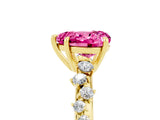 Yellow gold Heart Cut Pink Sapphire Cluster Side Stone Solitaire Ring with Prong Setting_53