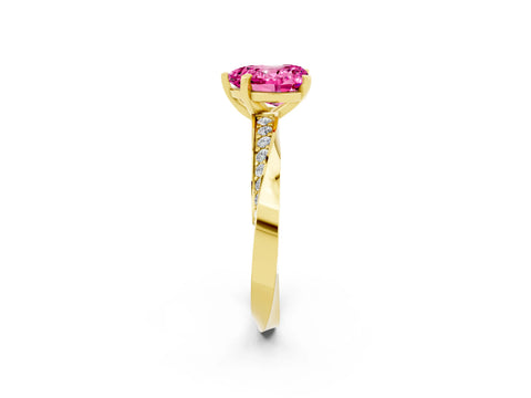 Yellow gold Heart Cut Pink Sapphire Engagement Ring with Side Stone Accents and Four-Prong Setting_50