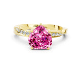 Yellow gold Heart Cut Pink Sapphire Engagement Ring with Side Stone Accents and Four-Prong Setting_60