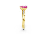 Yellow gold Heart Cut Pink Sapphire Engagement Ring with Side Stone Accents and Four-Prong Setting_62