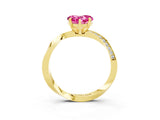 Yellow gold Heart Cut Pink Sapphire Engagement Ring with Side Stone Accents and Four-Prong Setting_63