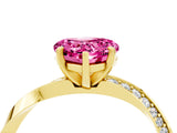 Yellow gold Heart Cut Pink Sapphire Engagement Ring with Side Stone Accents and Four-Prong Setting_64