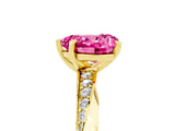Yellow gold Heart Cut Pink Sapphire Engagement Ring with Side Stone Accents and Four-Prong Setting_65