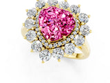 Yellow gold Heart Cut Pink Sapphire Floral Double Halo Engagement Ring with Prong Setting_73