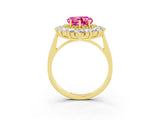 Yellow gold Heart Cut Pink Sapphire Floral Double Halo Engagement Ring with Prong Setting_75