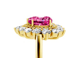 Yellow gold Heart Cut Pink Sapphire Floral Double Halo Engagement Ring with Prong Setting_77
