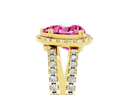 Yellow gold Heart Cut Pink Sapphire Halo Split Shank Engagement Ring_17