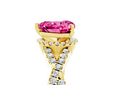 Yellow gold Heart Cut Pink Sapphire  Halo Twist Band Solitaire Prong Setting Ring_47