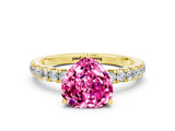 Yellow gold Heart Cut Pink Sapphire Pave Band Solitaire Ring with Four-Prong Setting_60