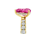 Yellow gold Heart Cut Pink Sapphire Pave Band Solitaire Ring with Four-Prong Setting_65