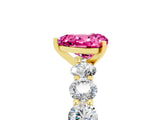 Yellow gold Heart Cut Pink Sapphire Prong Setting with Side Stones on a Pave Band_29