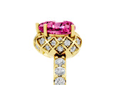 Yellow gold Heart Cut Pink Sapphire Scalloped Halo Engagement Ring with Round Shared Prong Band_29