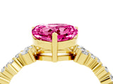 Yellow gold Heart Cut Pink Sapphire Scattered Round Accent Ring with Prong Setting_16