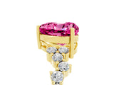 Yellow gold Heart Cut Pink Sapphire Scattered Round Accent Ring with Prong Setting_17