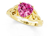 Yellow gold Heart Cut Pink Sapphire Solitaire Celtic Knot Ring with Four-Prong Setting_37