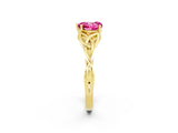 Yellow gold Heart Cut Pink Sapphire Solitaire Celtic Knot Ring with Four-Prong Setting_38