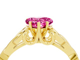 Yellow gold Heart Cut Pink Sapphire Solitaire Celtic Knot Ring with Four-Prong Setting_40