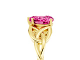 Yellow gold Heart Cut Pink Sapphire Solitaire Celtic Knot Ring with Four-Prong Setting_41