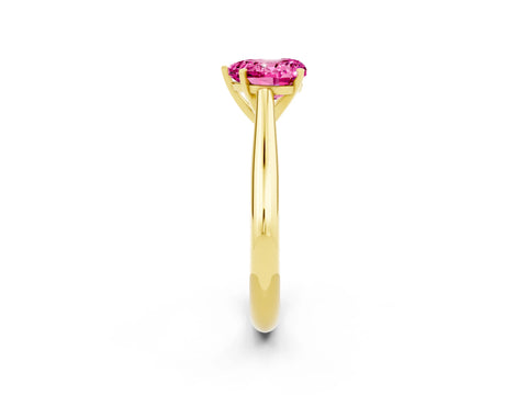 Yellow gold Heart Cut Pink Sapphire Solitaire Engagement Ring with Cathedral Setting and Four-Prong Mount_14