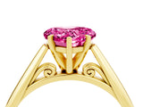 Yellow gold Heart Cut Pink Sapphire Solitaire Engagement Ring with Cathedral Setting and Four-Prong Mount_28