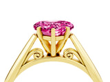 Yellow gold Heart Cut Pink Sapphire Solitaire Engagement Ring with Cathedral Setting and Four-Prong Mount_34