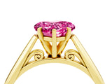 Yellow gold Heart Cut Pink Sapphire Solitaire Engagement Ring with Cathedral Setting and Four-Prong Mount_70