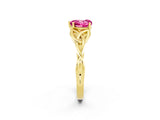Yellow gold Heart Cut Pink Sapphire Solitaire Engagement Ring with Celtic Knot Band and Four-Prong Setting_26